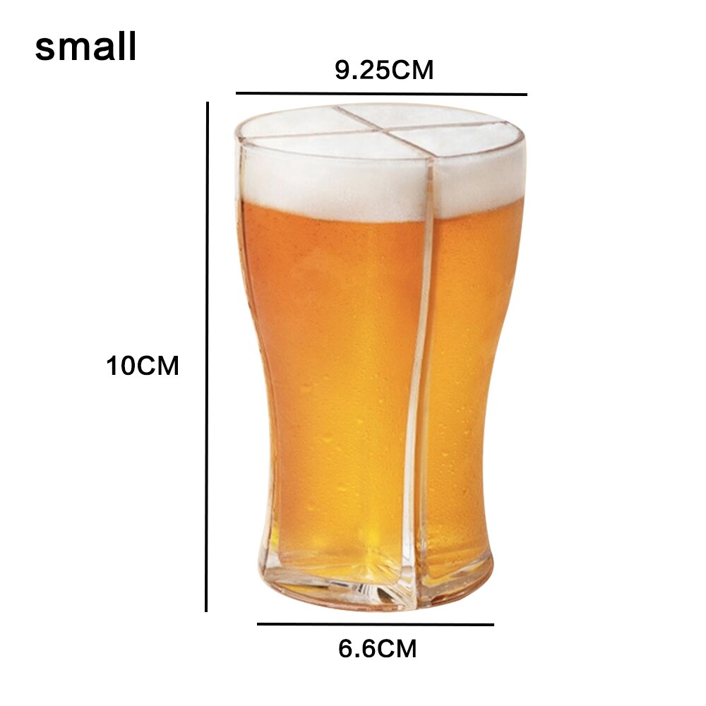 Super skonnert ølglas krus kop adskillelig 4 del stor kapacitet tyk øl krus glas kop gennemsigtig til klubbar fest hjem: S
