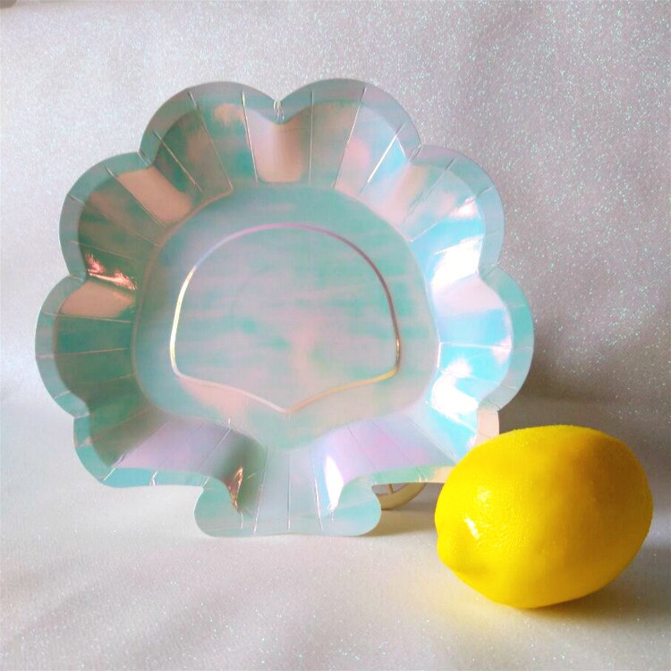 12 stuks iriserende schelp papieren borden feestservies servies zeemeermin thema festival voor babyshower bruiloft feestbenodigdheden