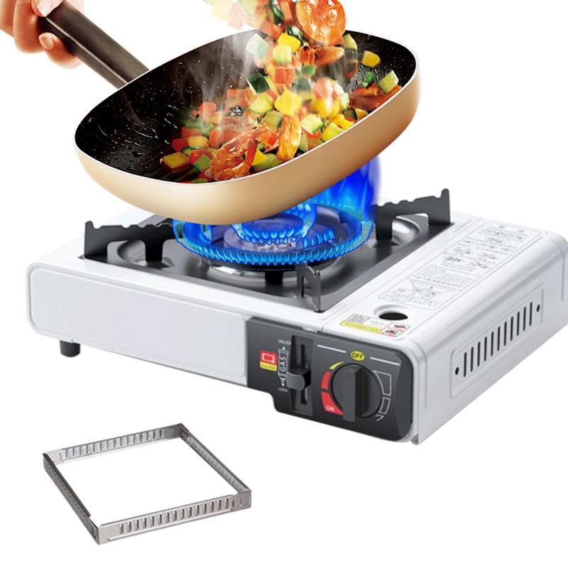 Estufa de Cassette portátil para acampar, estufa compacta para acampar al aire libre, quemador potente, cocina resistente, accesorios de cocina para viajes