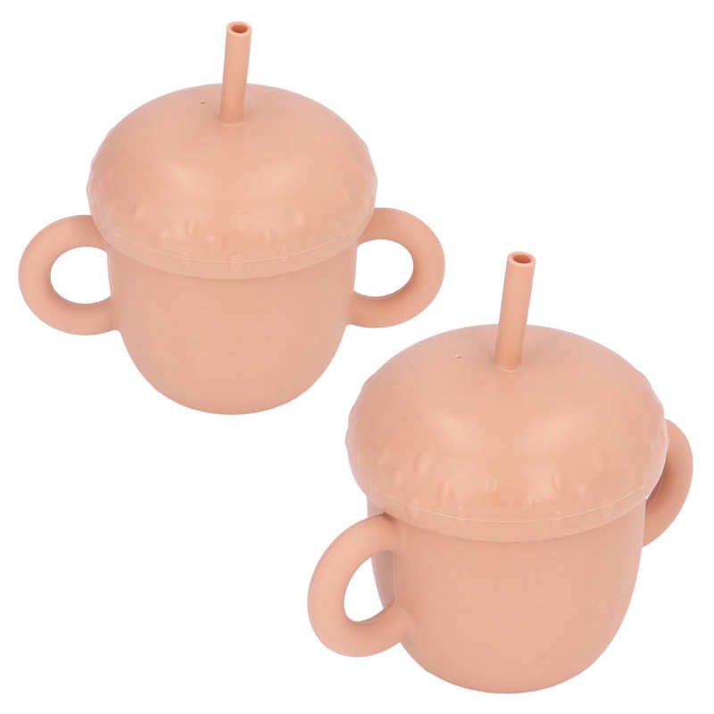 Silicone Training Cup Kids Learning Cup Spill Proof with Double Handles Lid for Drinking
