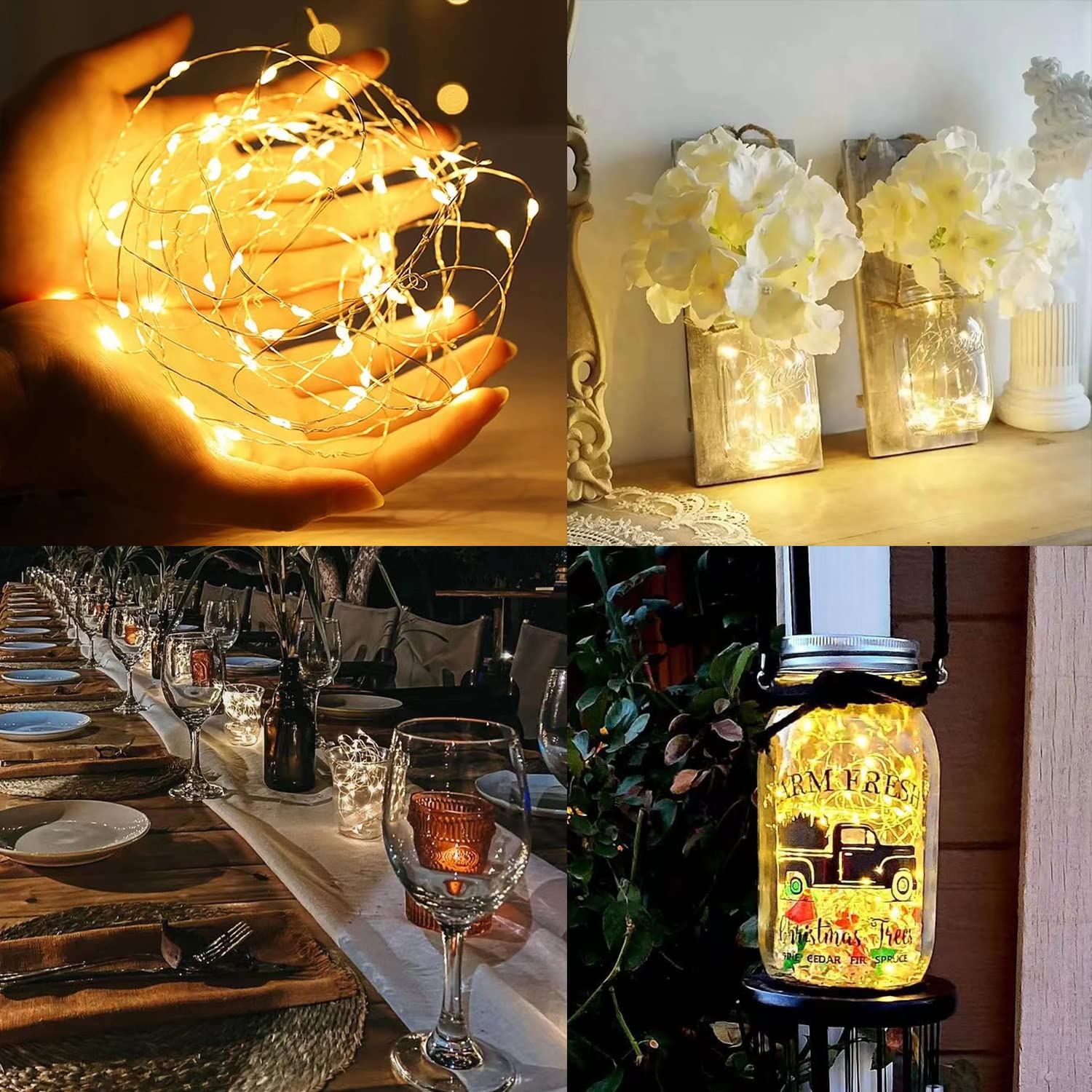 Guirnalda de luces LED con 3 modos, guirnaldas centelleantes alimentadas por batería, luces para dormitorio, boda, , cumpleaños, del día de la madre, decoración