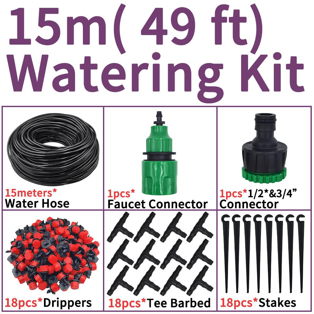 5M-25M DIY Drip Irrigation System Automatic Watering Garden Hose Micro Drip Garden Watering Kits with Adjustable Drippers: Blue