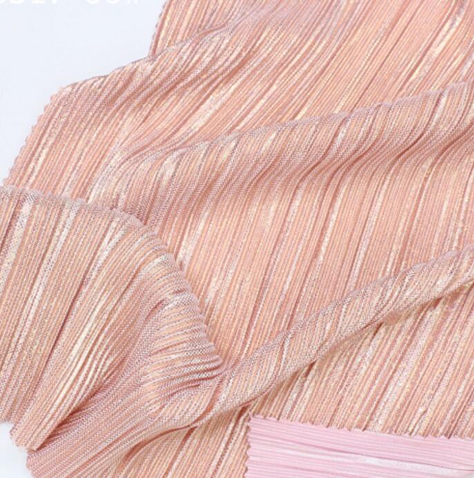 shimmer crushed satin shiny fabric pleated material for cloth