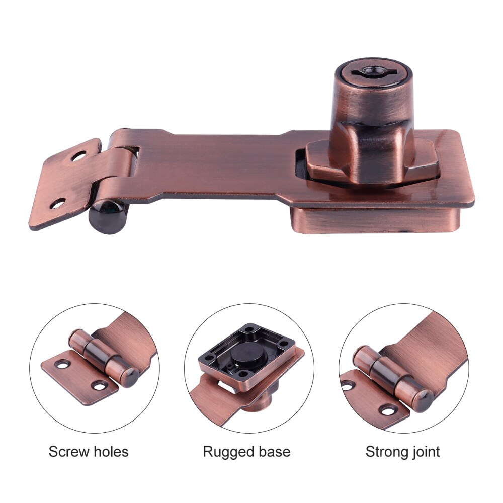 1 Set Hasp Lock 3 Inch Keyed Latch Lock Hasp Shackle for Door