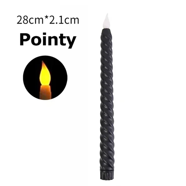 Bougies LED longues sans flamme, 1/6 pièces, bougies pointues, alimentées par batterie, bougies scintillantes, décoration de fête de noël