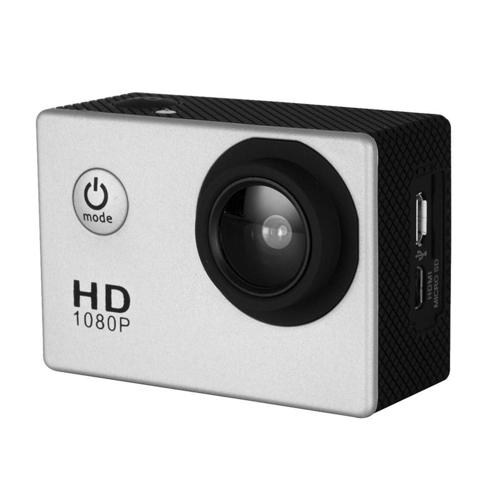 Original utomhus mini sport actionkamera ultra 30m 1080p vattentät undervattenshjälm videoinspelningskameror sportkamera: Silver-