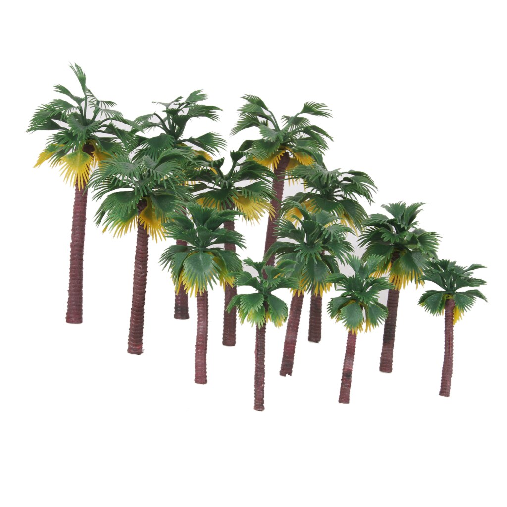 Pak Van 12 Miniatuur Plastic Palm Bomen Fairy Tuin Landschap Bonsai Decor