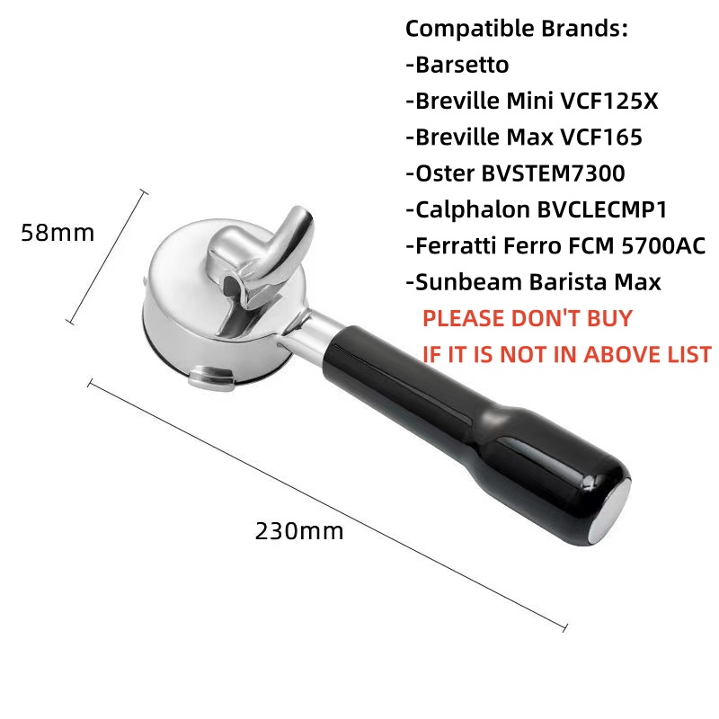 Portafiltro de café con doble boquilla, 58mm, 3 clavos, para Hibrew/Barsetto/Oster/Breville Max VCF-125X/GeviE020DE