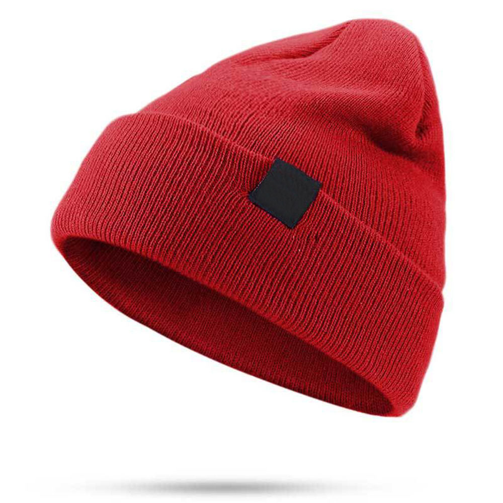 Solid unisex beanie efterår vinter hat hat akryl strikket blød varm cap mænd kvinder udendørs beanie hat ski baseball cap: Vinhat