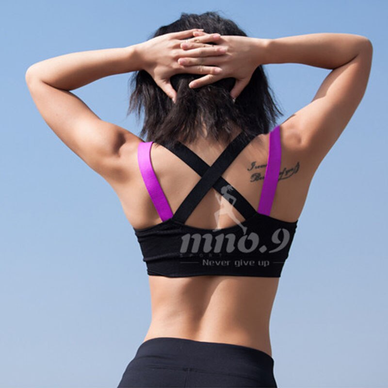 Fitness Women Sport Bra Sport Shirt Running Gym Yoga Top Sports Bra Shockproof Cross Strap Back Push Up Workout Bra