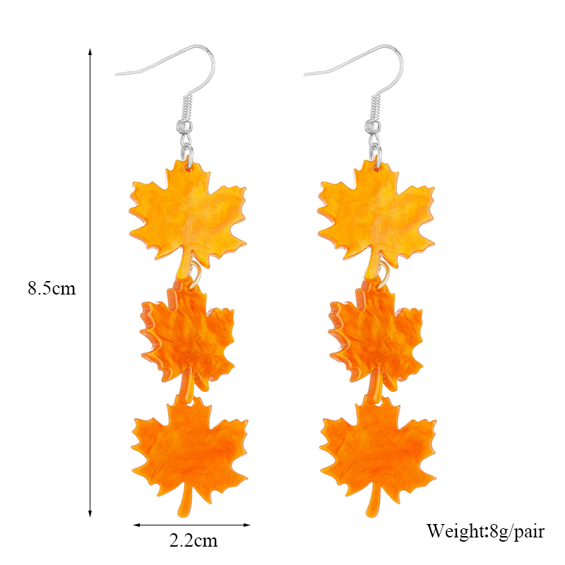 YAOLOGE Plant Red Maple Leaf Leaves Long Pendant Earrings For Women Trendy Ear Hook Acrylic Jewelry Party