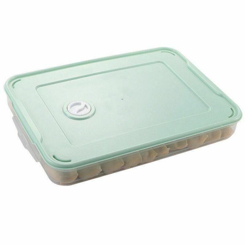 Dumpling Box Refrigerator Food Container No Divide Kitchen Transparent With Cover Plastic Storage Case Kitchen Accessories: Green