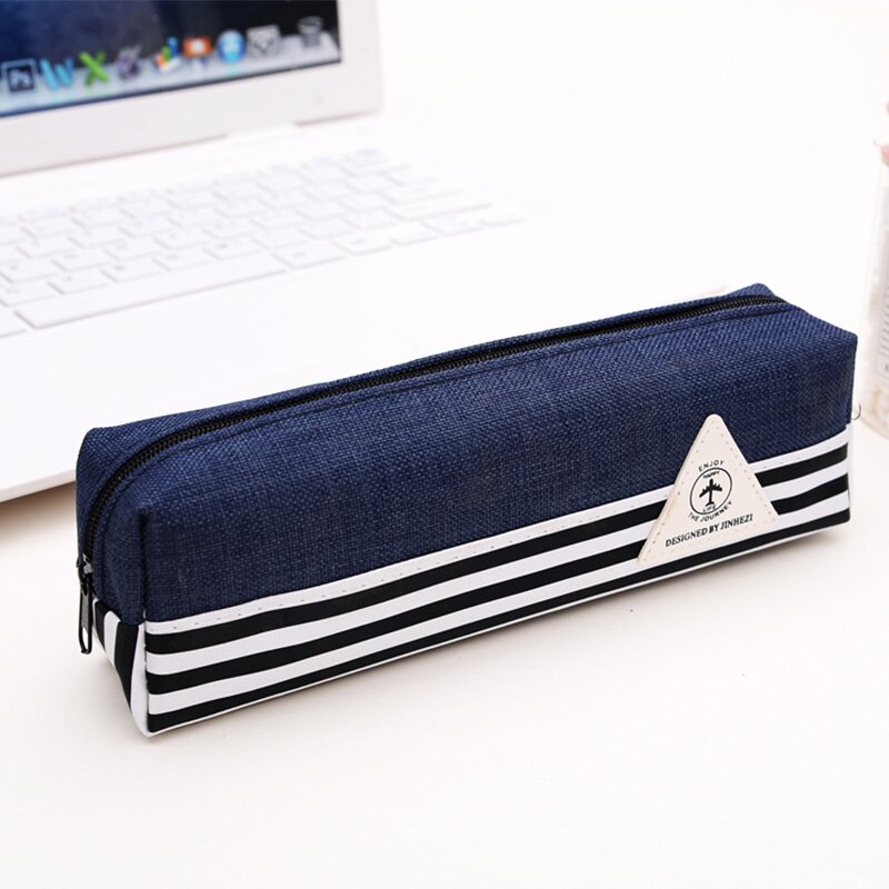 Kreatywny piórnik prosty styl projektowania zamek błyskawiczny ołówek torby długopisy szkolne materiały biurowe piórnik dla chłopców lub dziewcząt: Granatowy niebieski