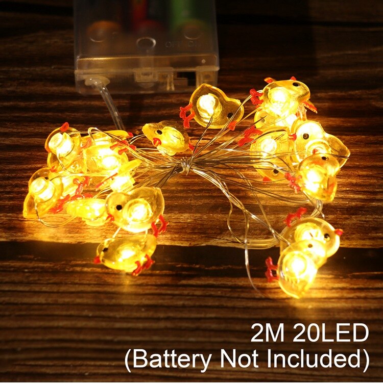 Easter LED Bunny String Lights Easter Decoration For Home Carrot Rabbit Fairy Light Supplies Happy Easter Party Favor: light yellow