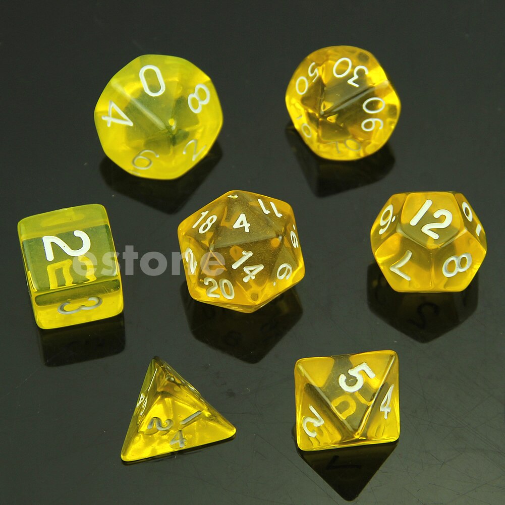 Juego de mesa MTG RPG DND Poly Dice, juego de 7 caras D4 D6 D8 D10 D12 D20, novedad, 1 Juego: YELLOW