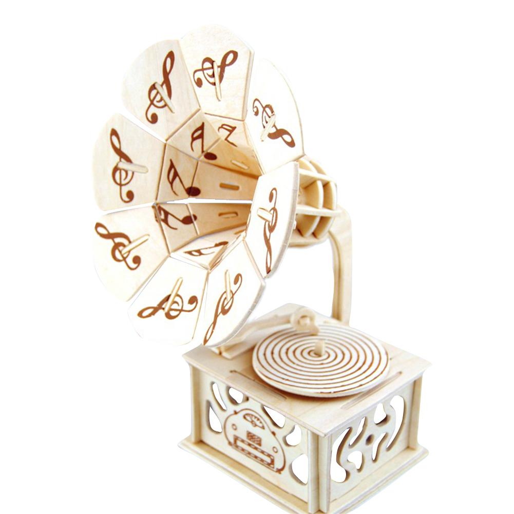 Kuulee DIY Gramophone Music Box Phonograph Music Box Manual Toy Diy Assembled Phonograph Music Box