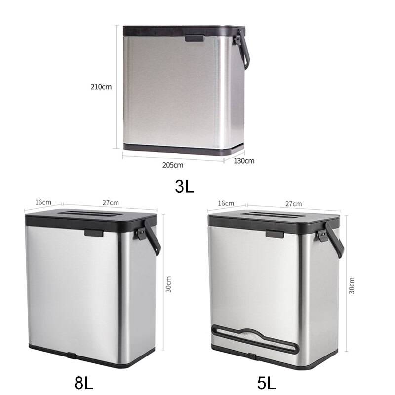 Wall Mounted Kitchen Trash Can Stainless Steel Built-in Bathroom Toilet Waste Bin with Paper Draw