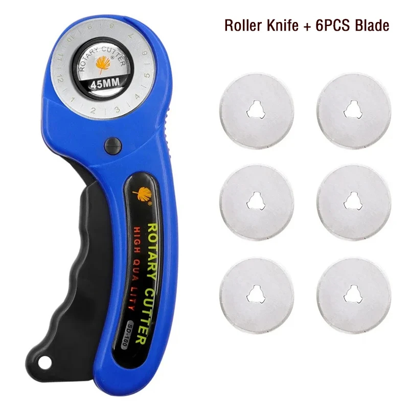 45mm Leather craft Rotary Cutter Leather Cutting Tool Leather Craft Fabric Circular Blade Knife DIY Patchwork Sewing Quilting: DEEP BLUE