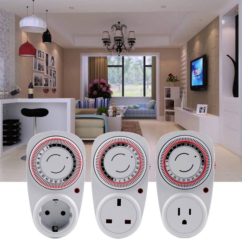 24 Hour Cyclic Timer Switch Mechanical Grounded Programmable Timer Switch Smart Countdown Switch Socket Indoor Auto Powe