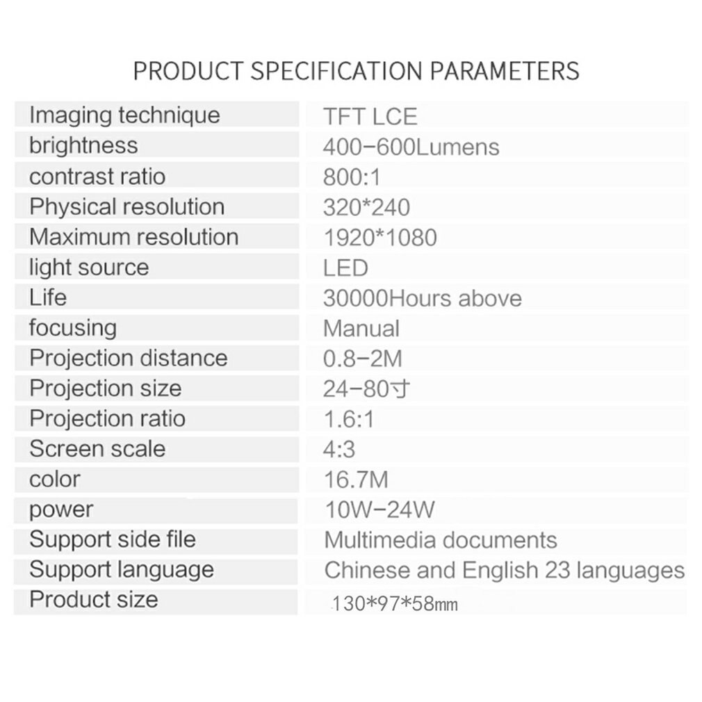 Hd led bærbar mini projektor video for hjemmekino spill film kino projektor 1080p projektor