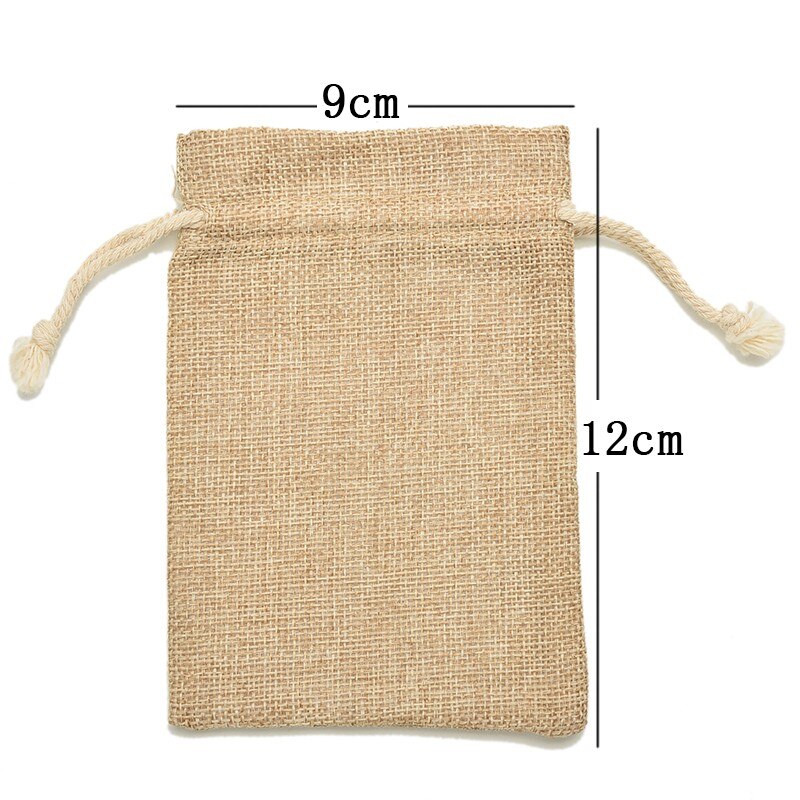 Linnen Jute Koord Bags Sacks Party Gunsten Verpakking Bag Wedding Candy Bags Feestartikelen: 9 x12cm (A)