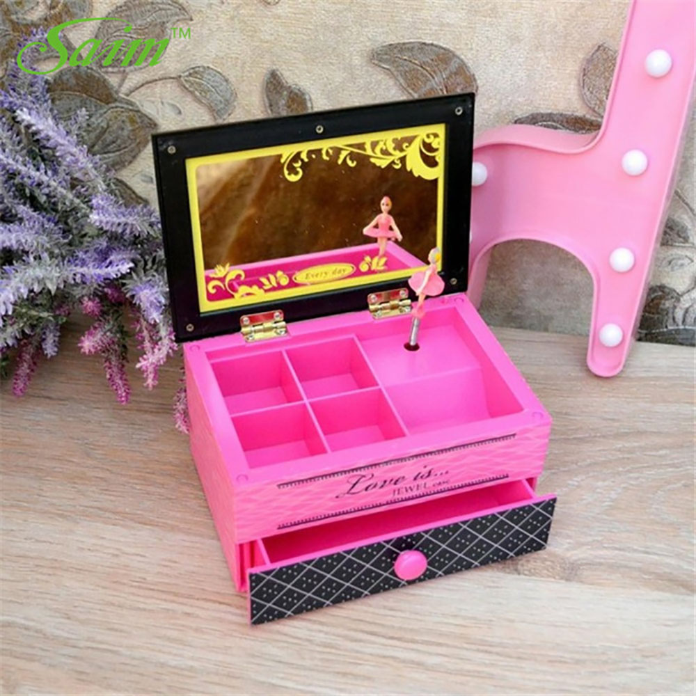 Saim Lovery Ballerina Music Boxes Hand Crank Jewelry Box Plastic Music Box Music Box DIY Wedding Birthday Valentine's Day