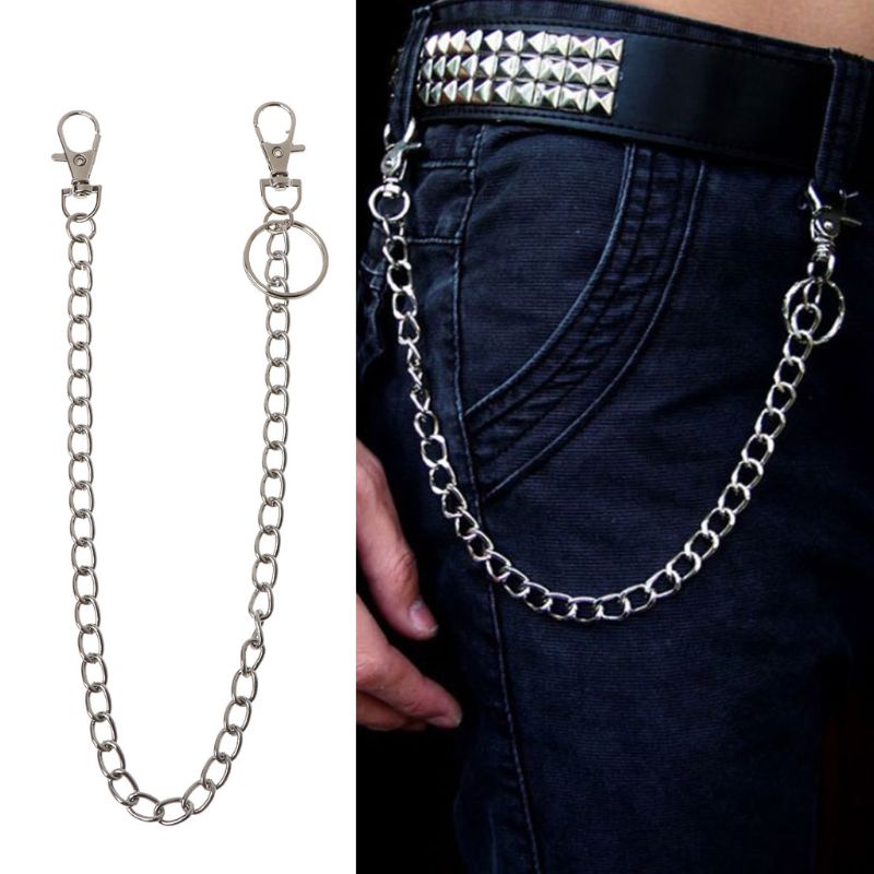 16 &quot; punk bälte plånbok kedja midja byxor kedja ficka kedja med nyckelring för byxor bälte jeans plånböcker nycklar smycken unisex