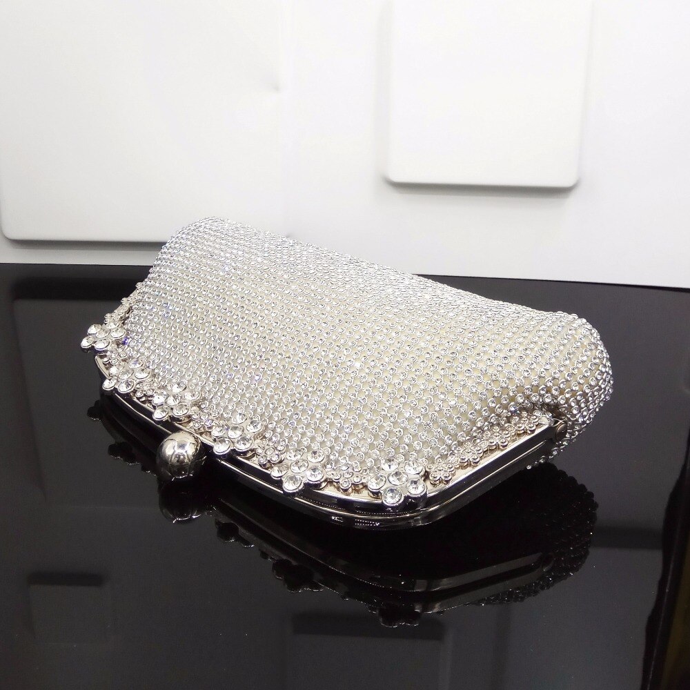 Vrouwen Avondtasje Luxe Zwart/Zilveren Bruiloft schoudertas Diamant Strass Koppelingen Purse Crystal Bling Gold Clutch Bag