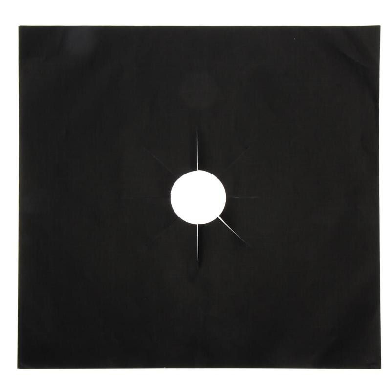 Gasfornuis Protectors Herbruikbare Gasfornuisbrander Cover Liner Bescherming Mat: Black 1PCS