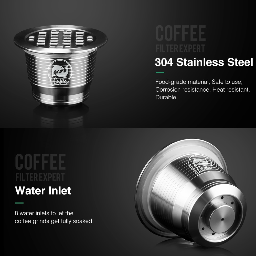 Capsule métallique en acier inoxydable, pour café, rechargeable et réutilisable, Compatible avec la Machine Nespresso