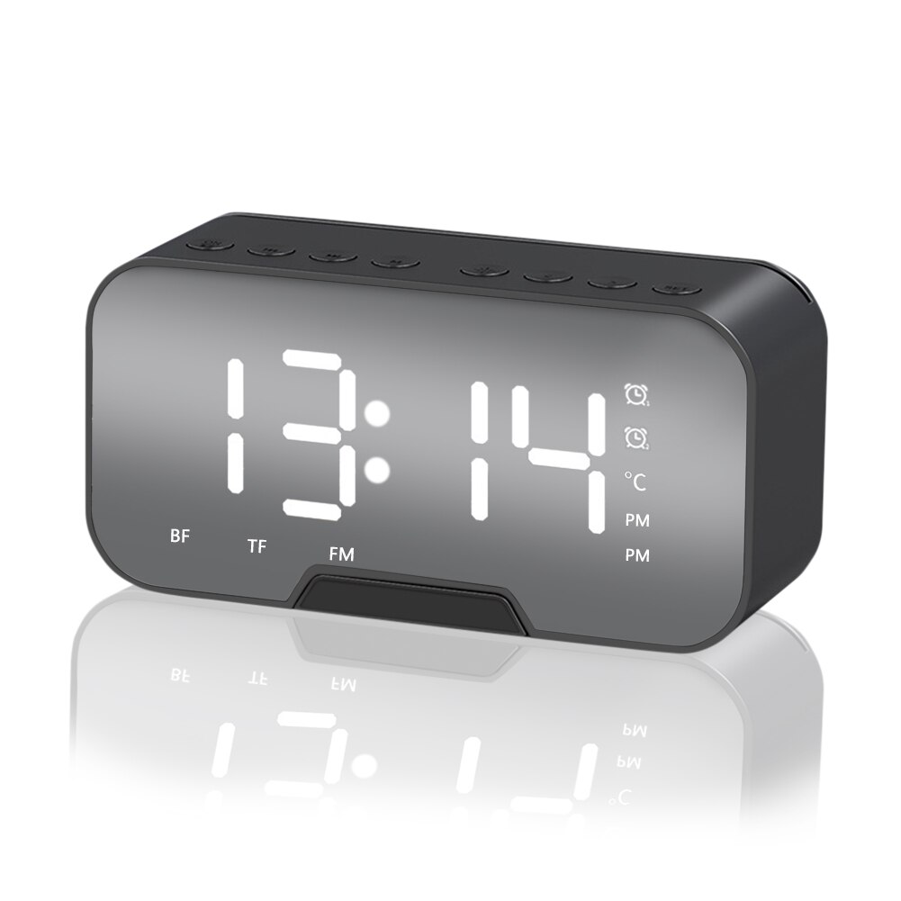 LED Mirror Alarm Clock Sound-Activated Clock Multifunction Rechargeable Bedside Music Clock Dual Alarms with Snooze Function: 01
