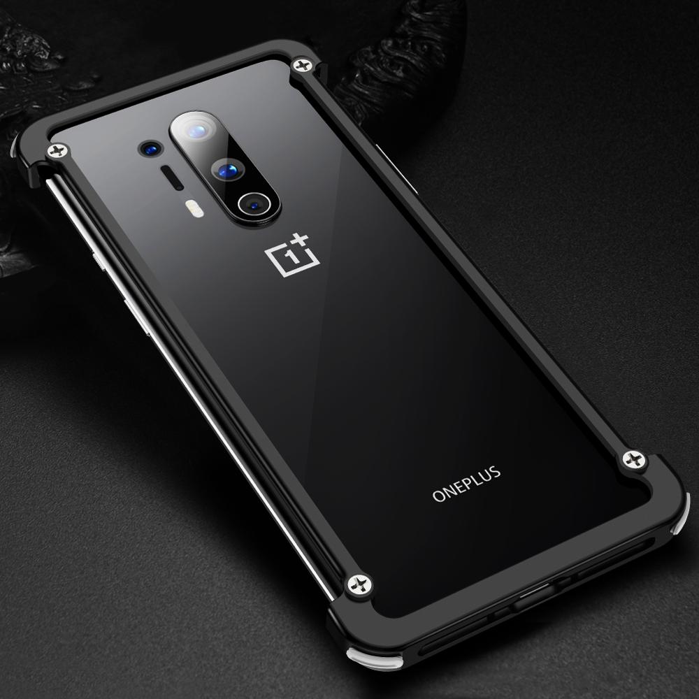 Phone Case For Oneplus 8 & 8pro luxury Metal Frame Shape With Airbag Shockproof original case Bumper Back Bover Cool Case: For Oneplus 8pro / Black