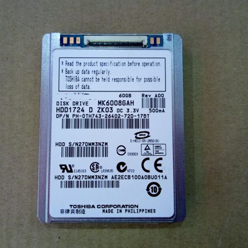 100% 1.8inch CE 60GB HDD MK6008GAH replace mk8009gah mk1011gah mk1214gah hs122jc for U110 K12 d430 D420 NC2400