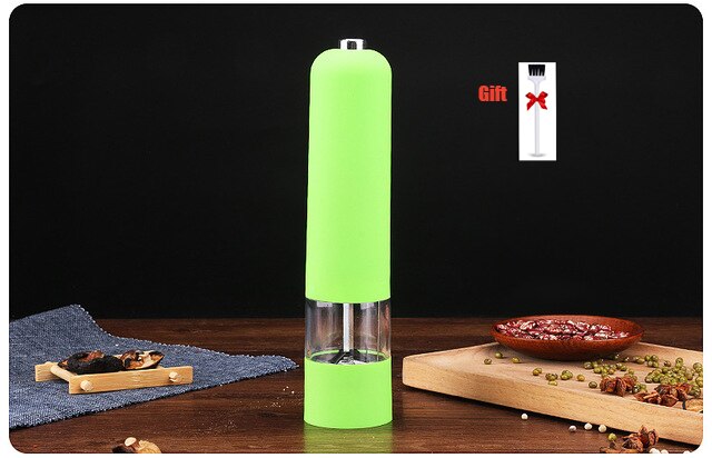 Electric Pepper Mill Automatic Salt Pepper Grinder With Led Light Adjustable Coarseness For Spices Kitchen Utensils And Gadgets: Grinder Green