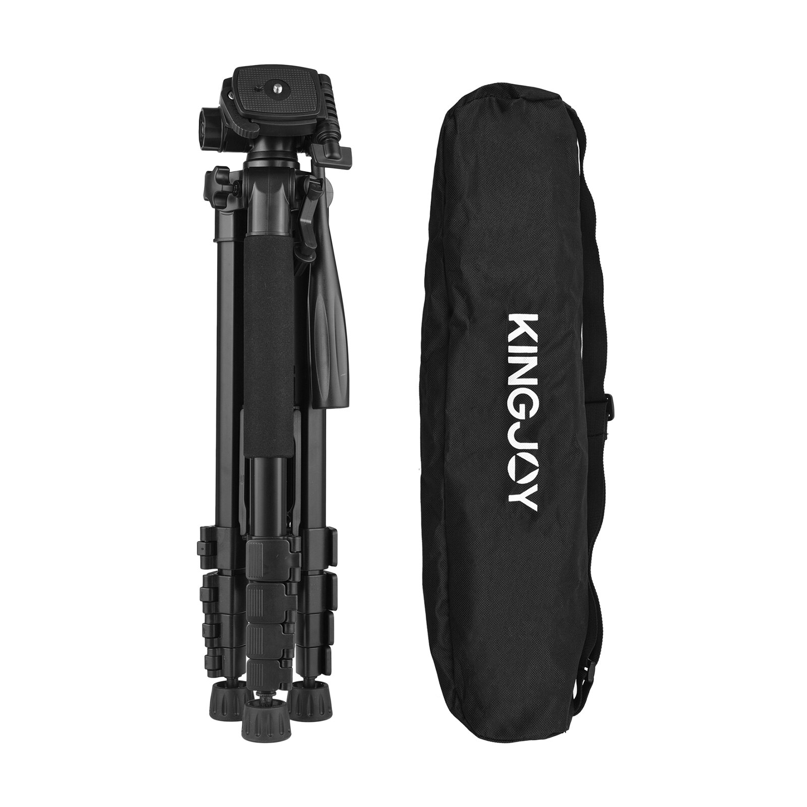 KINGJOY Height Adjustable Aluminum Tripod Stand 2~5KG Payload 5-section 168cm/66.14-inch with Universal 1/4 Interface