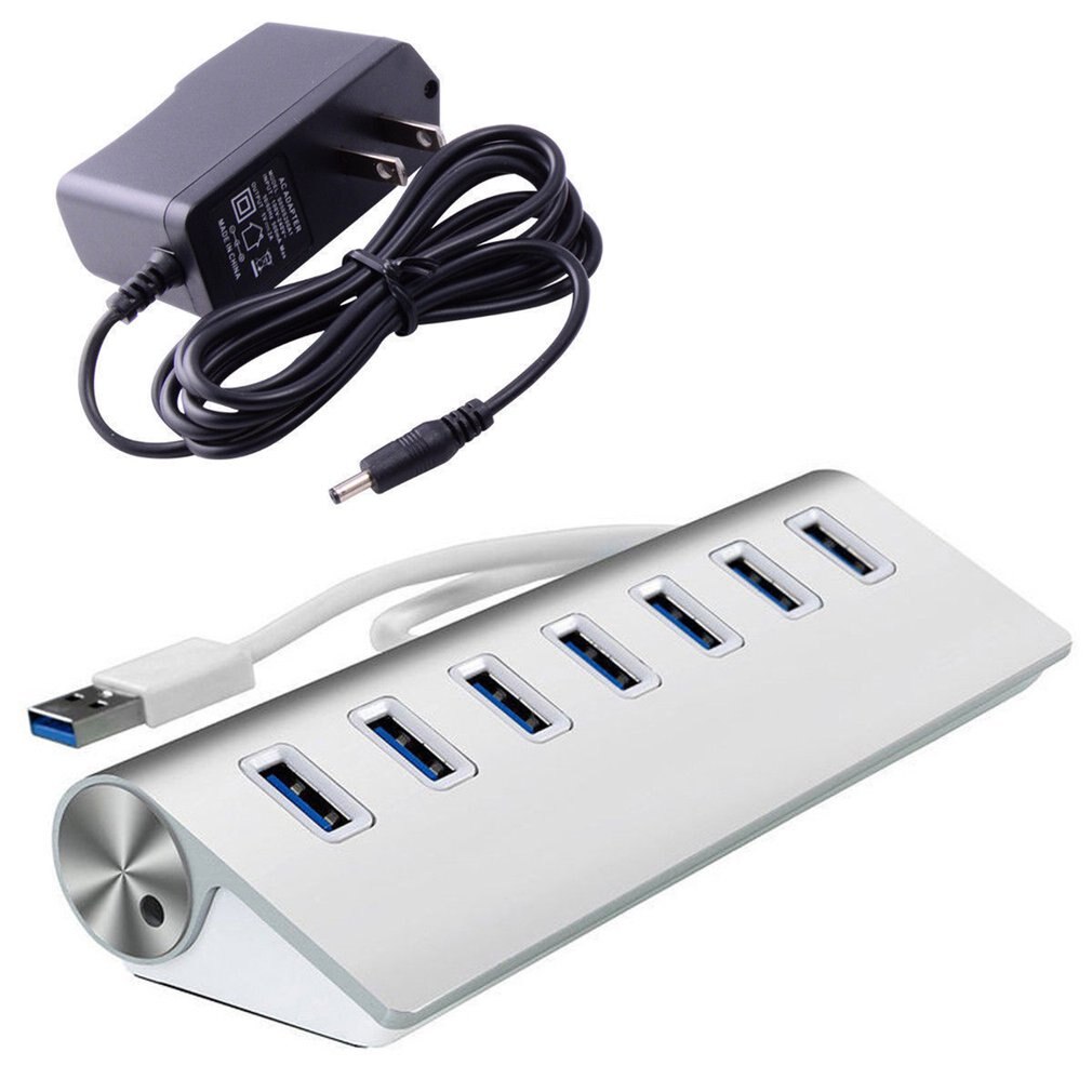 7 ports USB En Aluminium 3.0 MOYEU 5 Gbit/S Haute Vitesse + Adaptateur secteur Pour PC Ordinateur Portable Mac