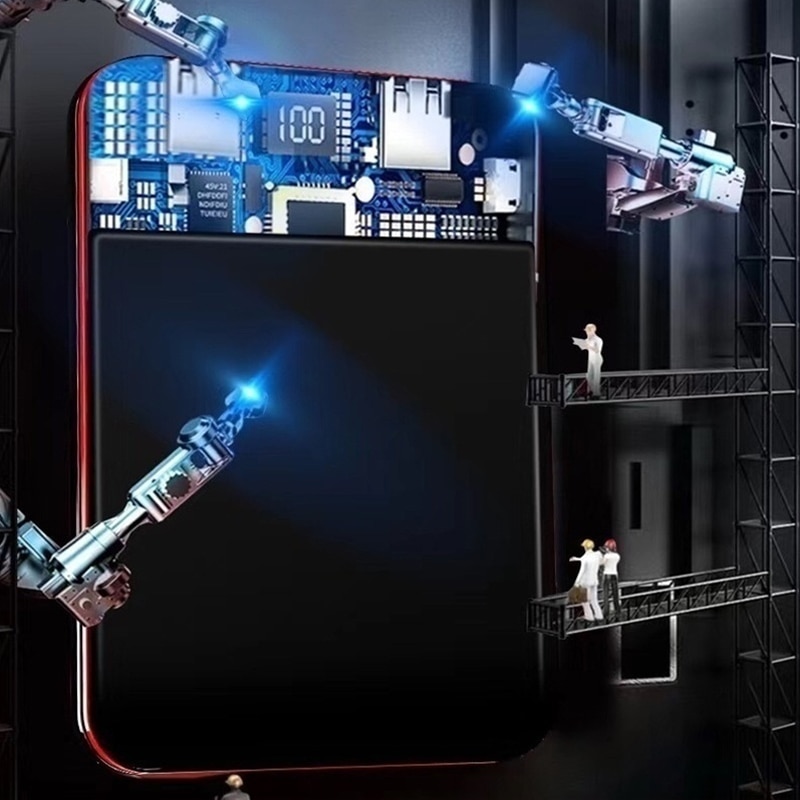 Power Bank 30000mAh Mini Spiegel Digital Display Tragbare Telefon Batterie Ultra-dünne Power Bank Im Freien Reise Ladegerät