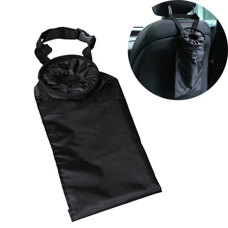 Automobile Trash Bin Multifunctional Litter Garbage Box Organizer Foldable Litter Case Adjustable Elastic Band Buckle R2LC