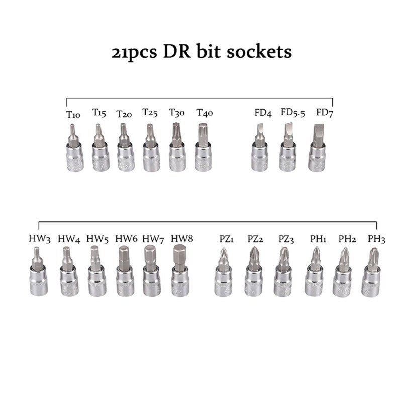 53pcs1/4-Inch Drive Socket Set, 53pcs1/4-Inch Car Repair Tool Ratchet Wrench Drive Socket Set Socket Wrench Set