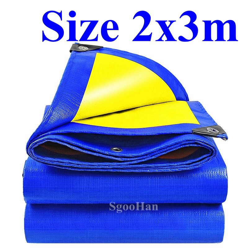 PE Tarpaulin Rainproof Cloth Shade Sail Boat Truck Canopy Tarp Ground Sheet Camping Waterproof Cloth Pet House Cover Blue-Yellow: 2x3m