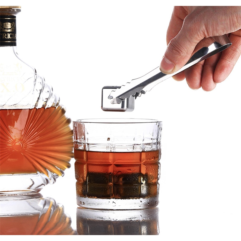 Isbitar i rostfritt stål, återanvändbara kylningsstenar för whiskyvin, håll din dryck kall längre, sgs testpass