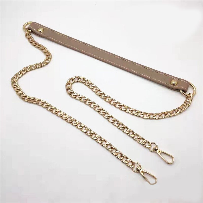 120cm pu metal kæde til skuldertasker pung håndtaske spænde håndtag diy bælte til taske rem tilbehør hardware jern kæde: Khaki
