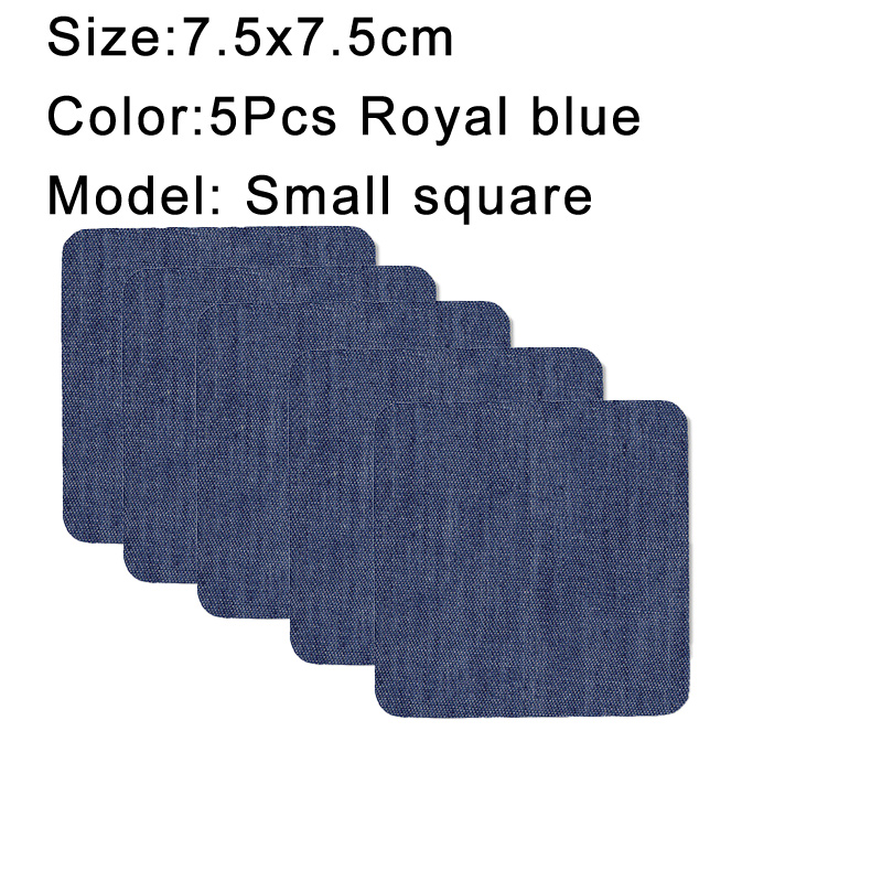 Parches vaqueros termoadhesivos de algodón, parche de reparación azul para bricolaje, reparación de ropa, decoración de chaqueta, 5 uds.: Multicolor