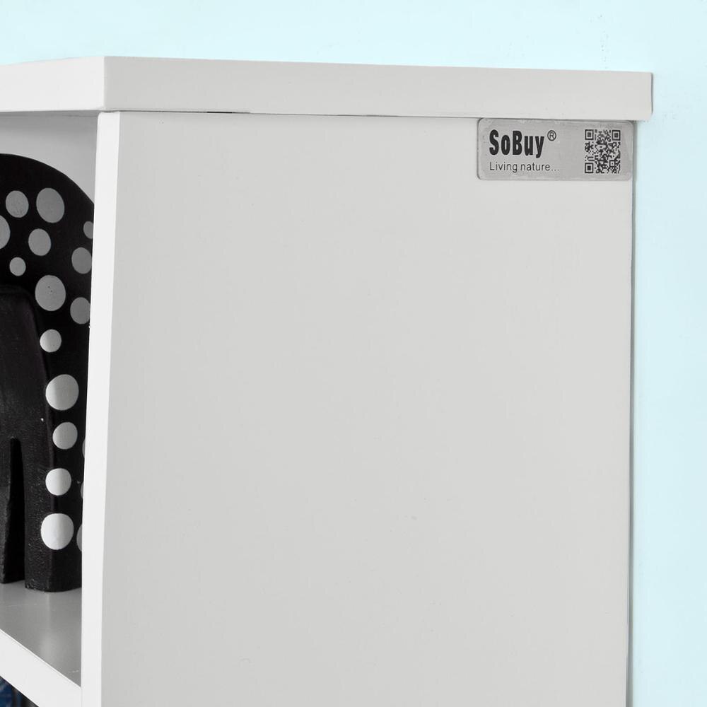 Sobuy®FRG48-W, Witte Muur Display Opslag Unit Met 3 Componenten 4 Haken, Muur Kapstok Badkamer Keuken Kast