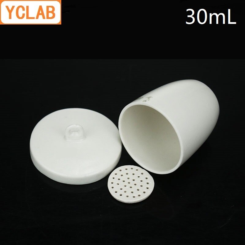 YCLAB 30mL Gooch crisol cerámica con tapa poro Placa de porcelana cerámica vajilla de tierra laboratorio equipo de Química