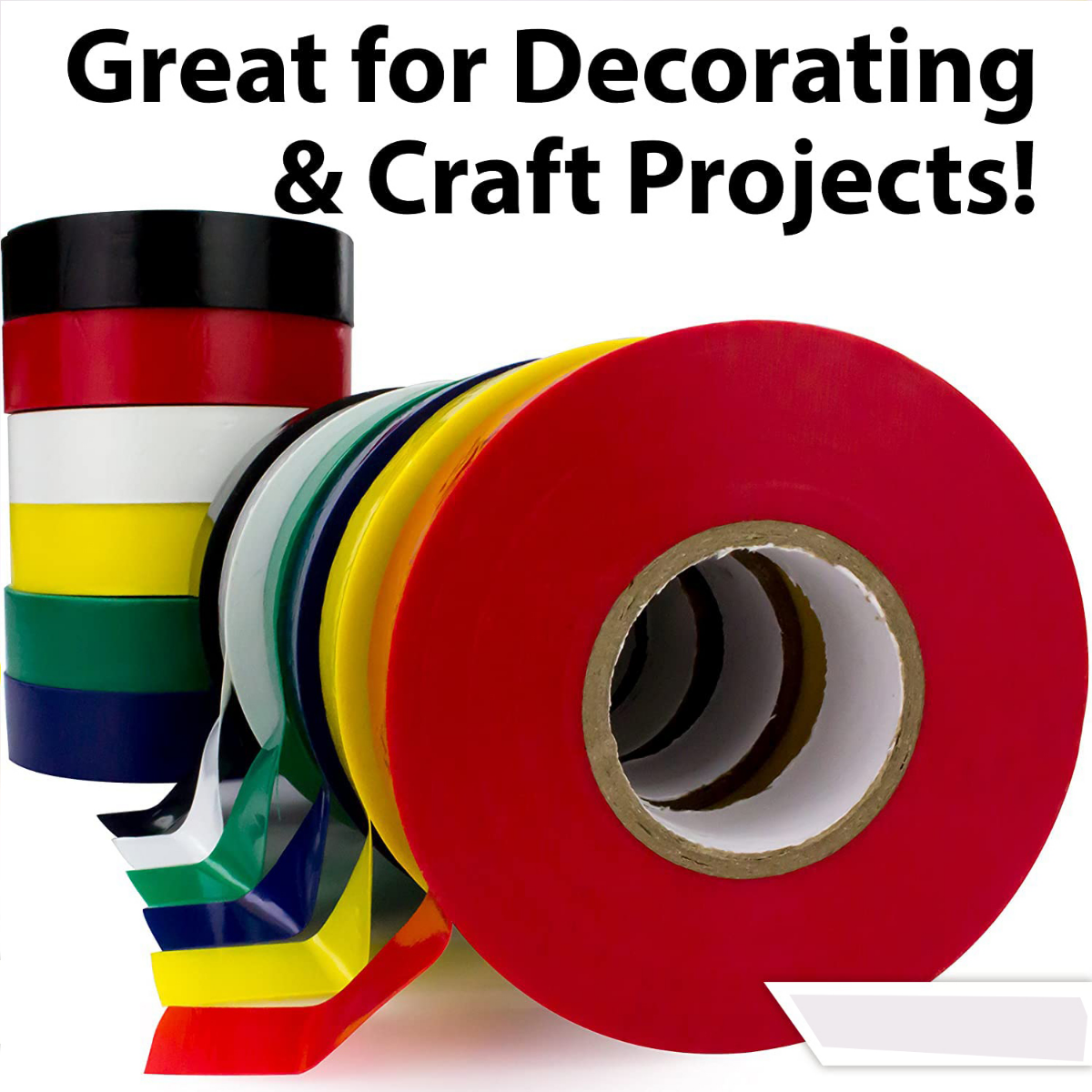 20ft weerbestendige gekleurde elektrische tape. Kleur uw elektrische bedrading veilig met PVC-vinyl voor binnen en buiten, UL-vermeld tot 600V