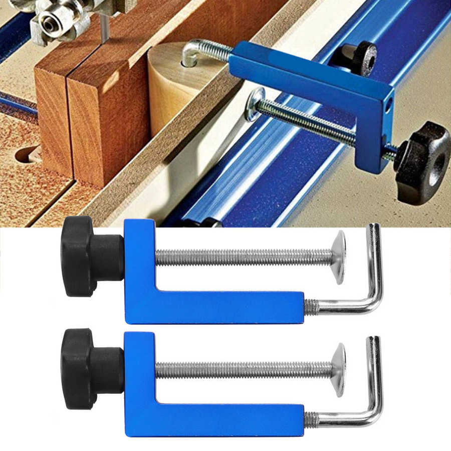 2Pcs Fence Clamps Blue Universal Multi-Functional Adjustable Frame Fast Fixed Clamp for Woodworking Benches