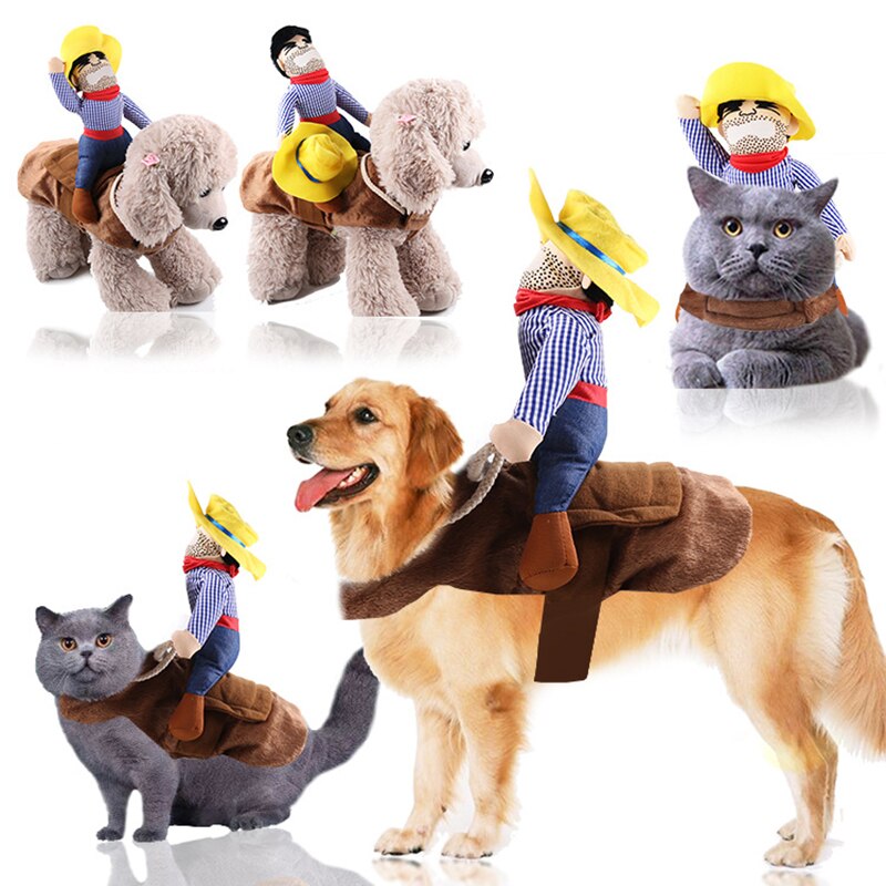 Novedosos trajes de perro de Halloween, ropa para mascotas, ropa de vaquero, Chaqueta de vestir, abrigos para perros, ropa divertida de Bulldog Francés Chihuahua Pug