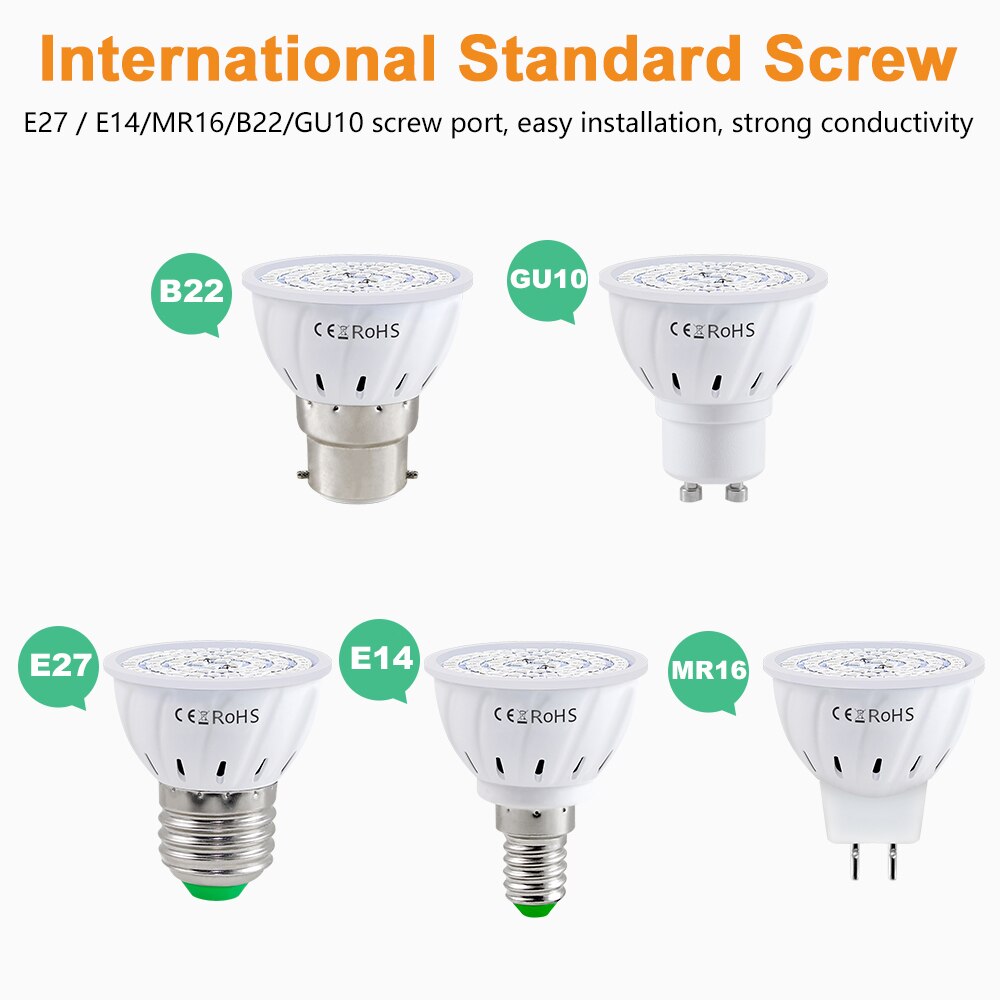 LED Grow Light Full Spectrum 2835 LED Chips Plant Growth Bulb 85-265V E27/E14/B22/GU10/MR16 Phytolamp For Plants Indoor