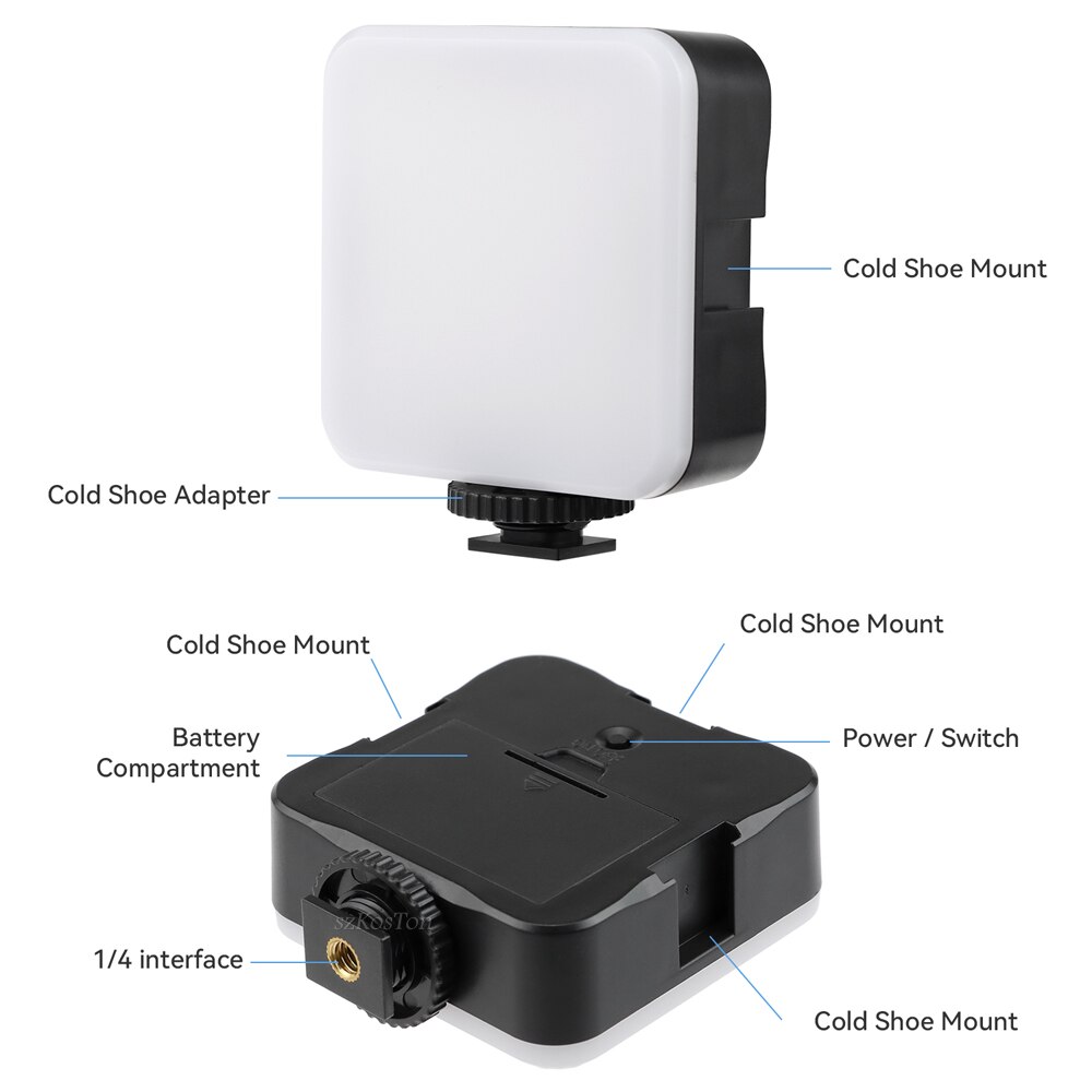 5600K LED Video Light 800LM For Phone Camera Tripod Fill Lamps With Cold Shoe Mini Panel Lamp Vlog Selfie Photography Lighting